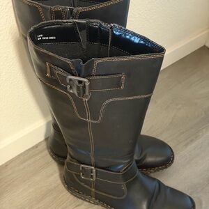 Black Faux Leather Knee-High Boots